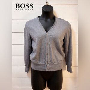 HUGO BOSS – GREY KNIT CARDIGAN – SIZE XXL (FITS M/L)